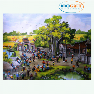 Tranh gốm sứ phiên chợ quê