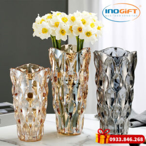 Bình hoa thủy tinh vàng ánh kim