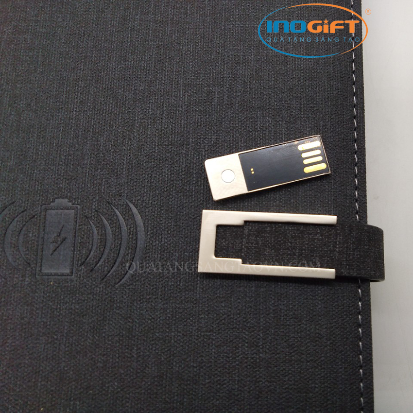 Quà tặng sổ tay tích hợp pin sạc dự phòng và USB