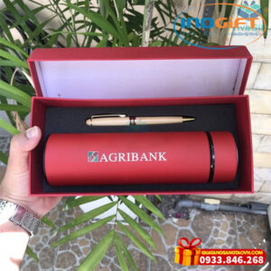 Bình giữ nhiệt in logo Agribank làm quà tặng kỷ niệm 35 năm thành lập