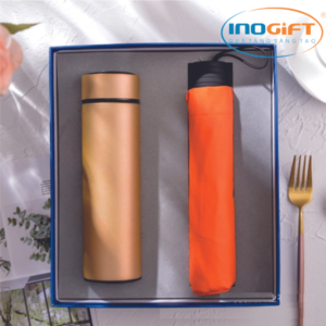 Bộ giftset quà tặng ô che mưa nắng cùng bình giữ nhiệt