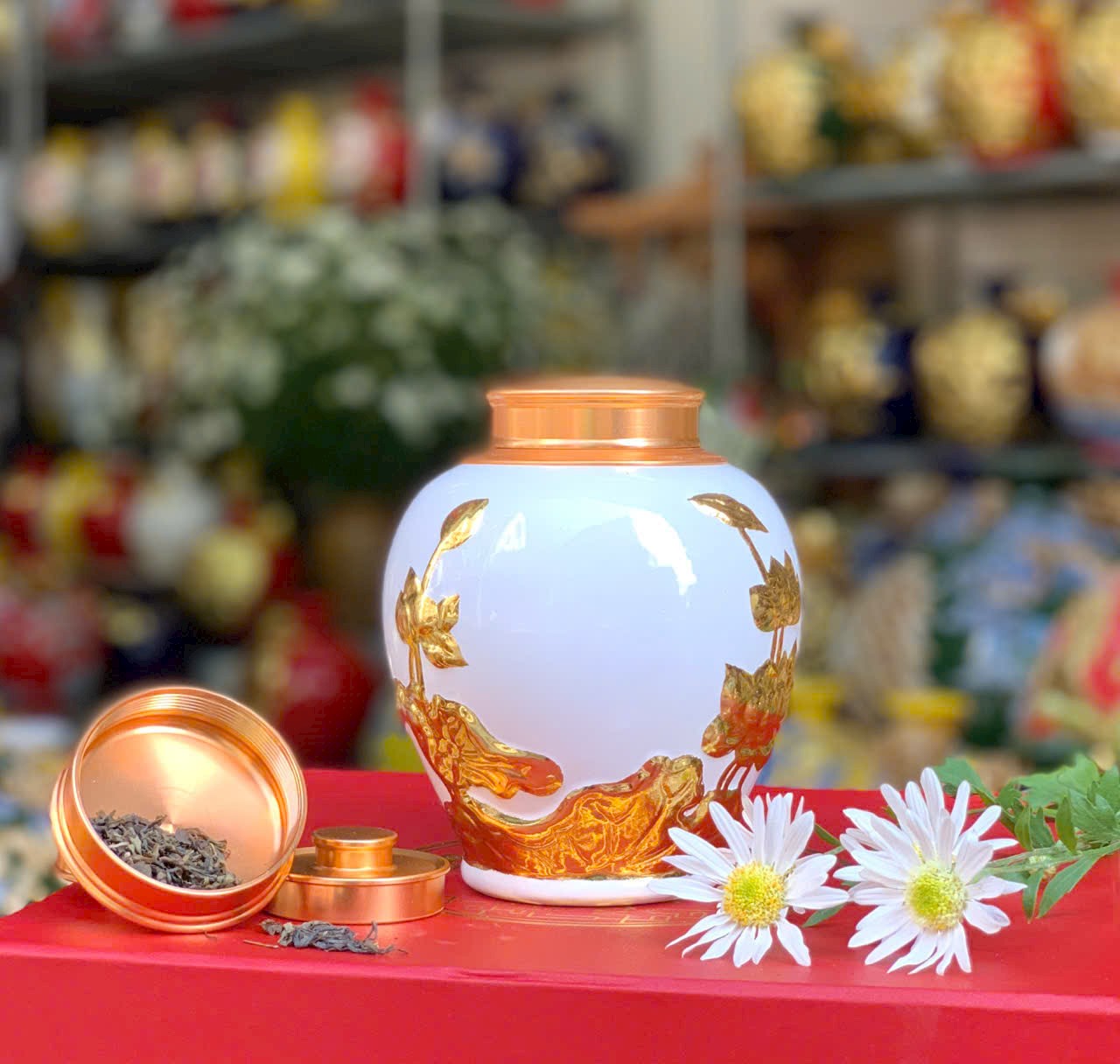 hũ đựng trà gốm sứ