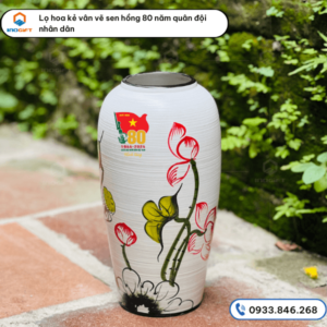 Lọ hoa gốm làm quà tặng kỷ niệm 80 năm quân đội nhân dân