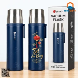 Bình giữ nhiệt Elmich màu xanh kèm hộp quà Tết An Khang