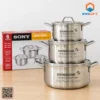 Bộ nồi inox in logo Eximbank kèm hộp quà