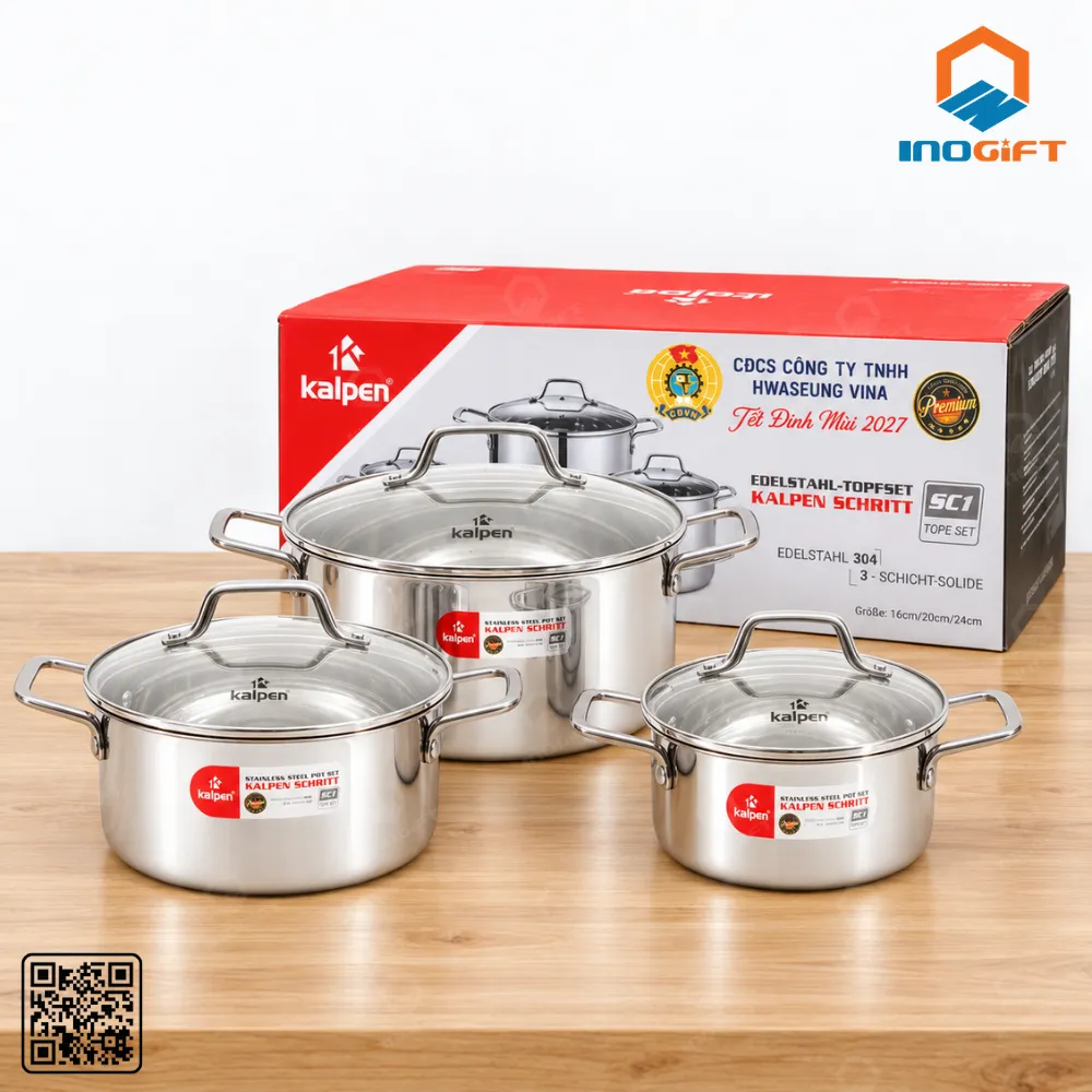 Bộ nồi inox Kalpen in logo làm quà Tết 2027