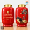 Hũ đựng trà Agribank màu đỏ in lời chúc năm mới 2027