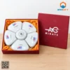 Khay đựng mứt sứ Bát Tràng trong hộp quà đỏ in logo