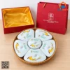 Khay mứt hoa mai vàng dạng hoa kèm hộp quà Tết