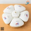 Khay mứt sứ Bát Tràng dáng hoa sáu ngăn in logo