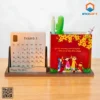 Lịch gỗ để bàn kèm hộp cắm bút trang trí Tết 2027
