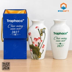 Bộ sưu tập lọ hoa sứ Bát Tràng in logo làm quà Tết 2027