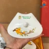 Nắp khay mứt sứ dáng cánh hoa trang trí hoa mai vàng