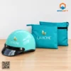 Set mũ bảo hiểm LAHOME màu xanh ngọc kèm túi đựng áo mưa